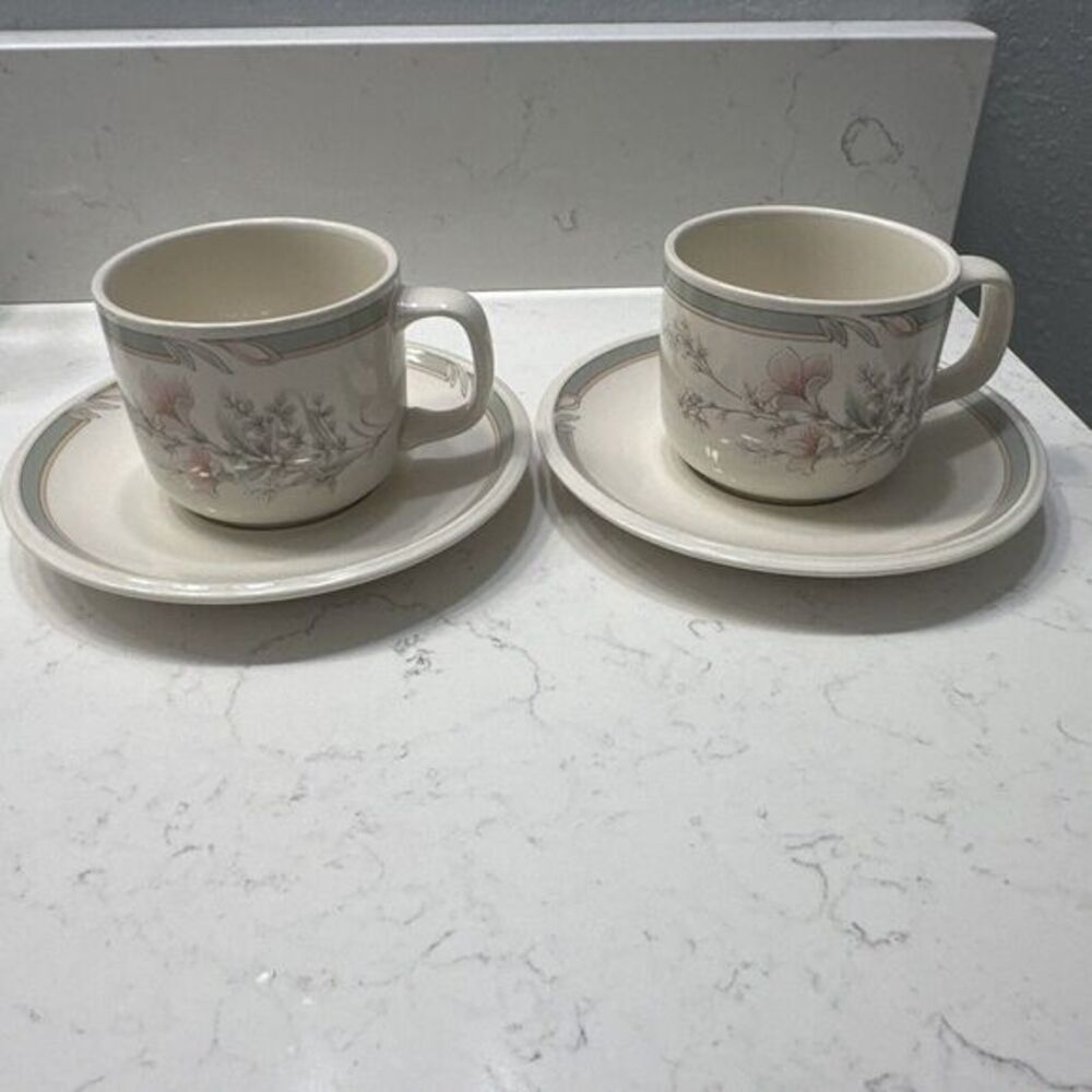 Keltcraft Misty Isle Collection Noritake Deerfield Pattern -‎ 2 Cups And Saucers - Picture 4 of 11